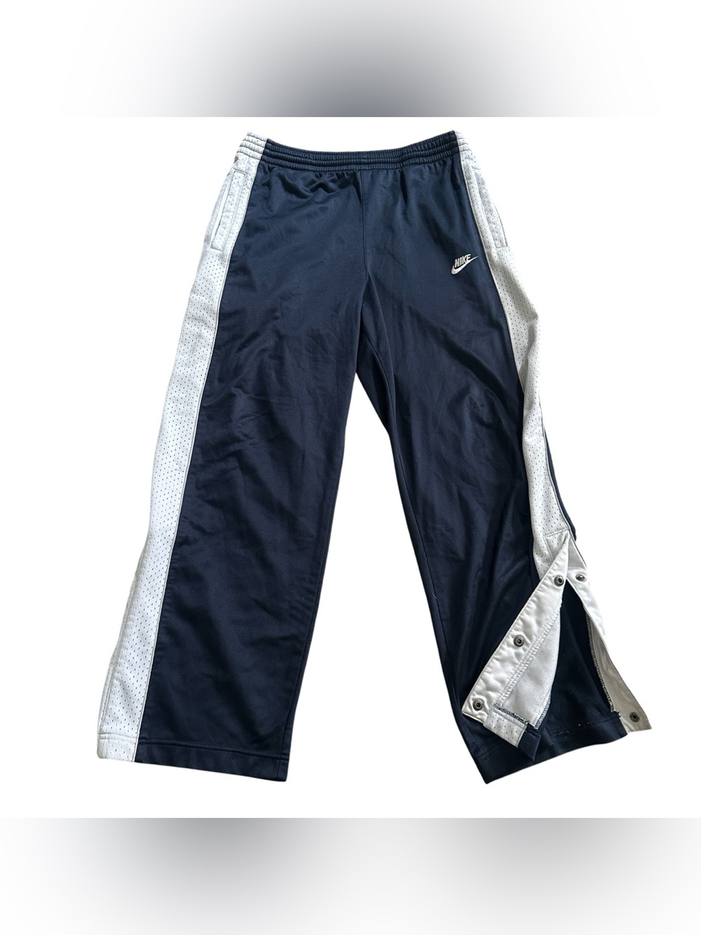 Vintage‎ Nike Snap Bottom Mesh Side Track Pants Navy Blue Mens Medium